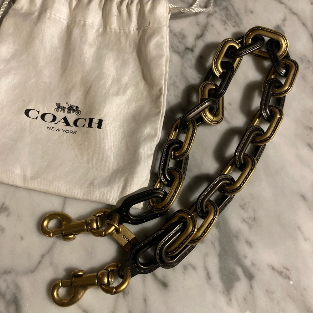 Coach Link Chain Strap - Brass/Pewter